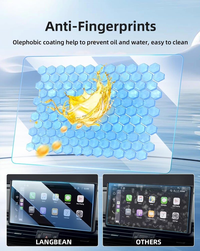 LANGBEAN Screen Protector for 2025 2024-2020 Audi A4/A5/Q5 10.1 Inch Touchscreen, HD, High Sensitivity, Anti-Fingerprint & Bubble-Free Fit, Tempered Glass Navigation Infotainment System Protection - Image 3
